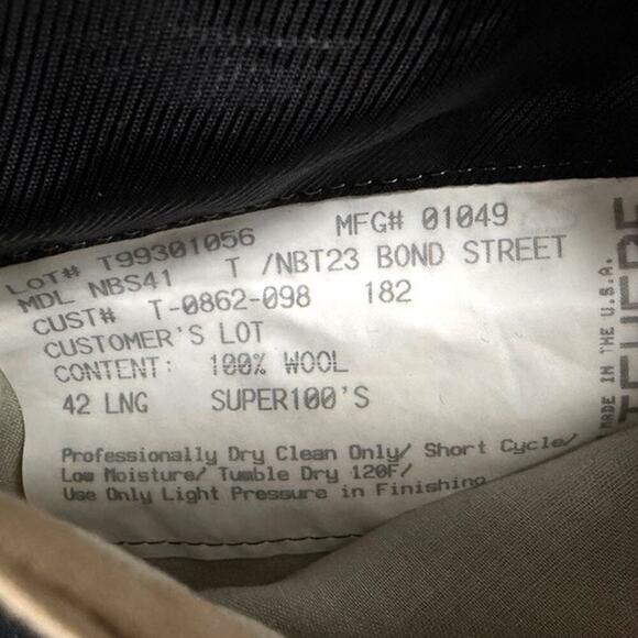 NWOT BURBERRY LONDON 100% Wool Black  3-Button Suit Men’s Size 42L Bond Street - Picture 8 of 8